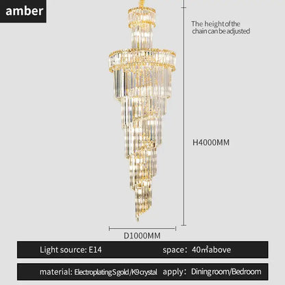 Gold electroplated decorbites crystal chandelier with cascading k9 crystal tiers for dining and living rooms