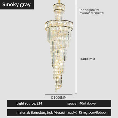 A decorbites crystal chandelier with tiered clear crystal prisms and gold-plated metal for dining or bedroom use