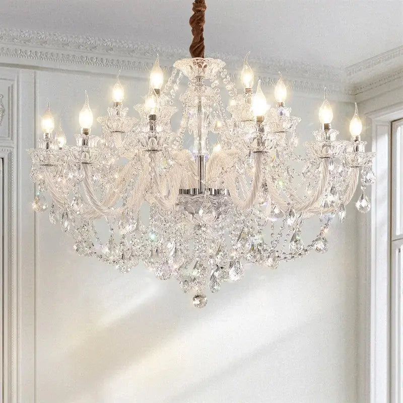Decorbites crystal chandelier led candle featuring sparkling k9 crystal with multiple arms and hanging teardrop crystals