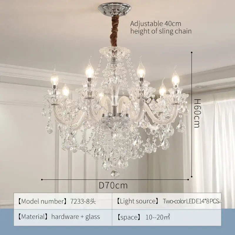 Decorbites crystal chandelier led candle with polished chrome finish and intricate k9 glass for living dining bedroom
