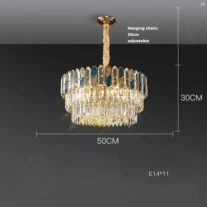 Gold-toned decorbites crystal chandelier with cascading clear crystal droplets and blue-tinted oval accents chandelier led lighting