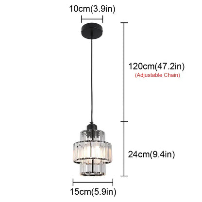 Modern black pendant light with tiered clear faceted crystal glass shades decorbites crystal chandelier led design