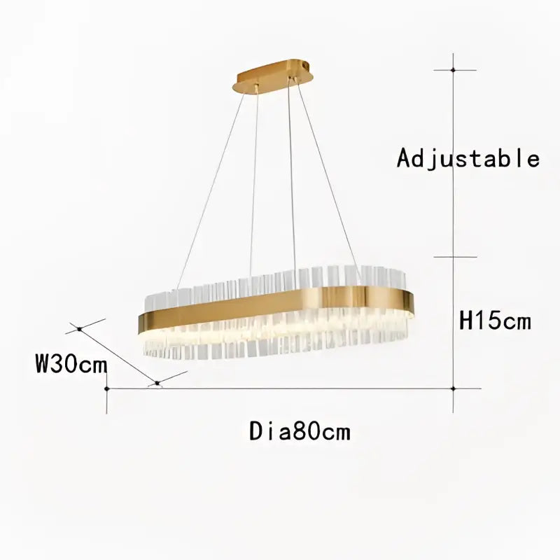 Gold-toned decorbites crystal chandelier led ring featuring clear crystal rods and adjustable hanging for dining living room bedroom