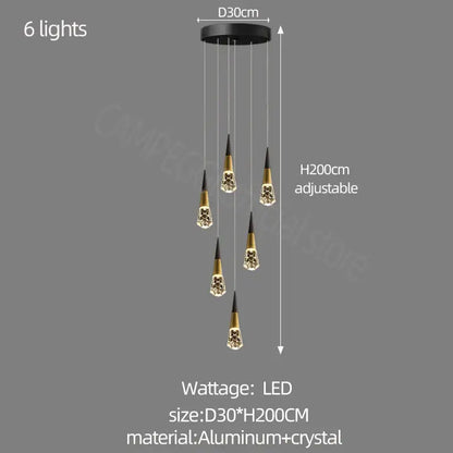 Black and gold decorbites crystal chandelier led with crystal accents for staircase kitchen and elegant living room lighting