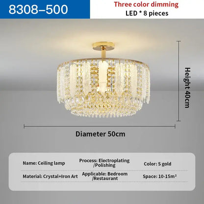 Decorbites crystal chandelier light with gold-finished frame and cascading crystal droplets for elegant home decor