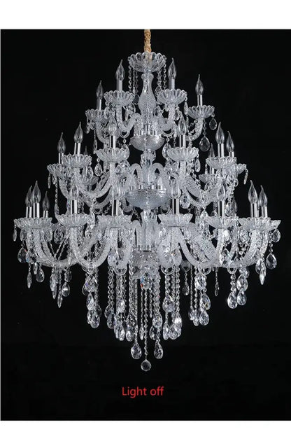 DecorBites crystal chandelier light with intricate multi-tiered design and teardrop crystals for luxury living spaces