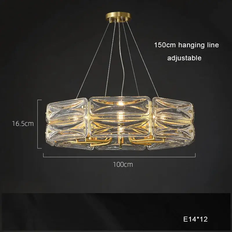 Gold-toned decorbites crystal chandelier lighting with clear glass and modern geometric design for luxury home decor