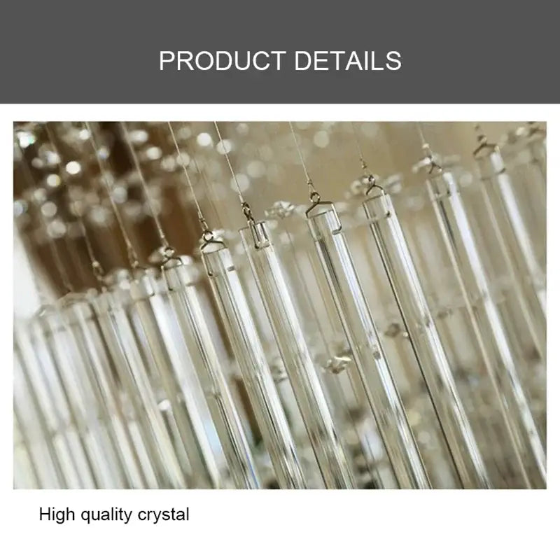 Clear cylindrical crystal chandelier strands with polished metallic hooks in decorbites crystal chandelier lighting for living room hotel lobby ceiling