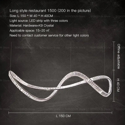 Silver infinity-loop decorbites crystal chandelier with led strip and k9 crystal accents luxury designer light