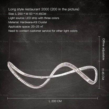 Silver modern infinity-loop pendant light with sleek k9 crystal led strip design from decorbites crystal chandelier luxury designer light