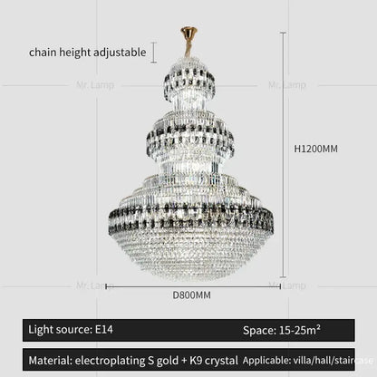 DecorBites crystal chandelier with electroplated gold accents and K9 crystals for elegant luxury spaces