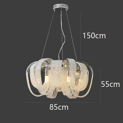 Decorbites crystal chandelier with chrome finish and cascading clear crystal beads for luxury living room lighting