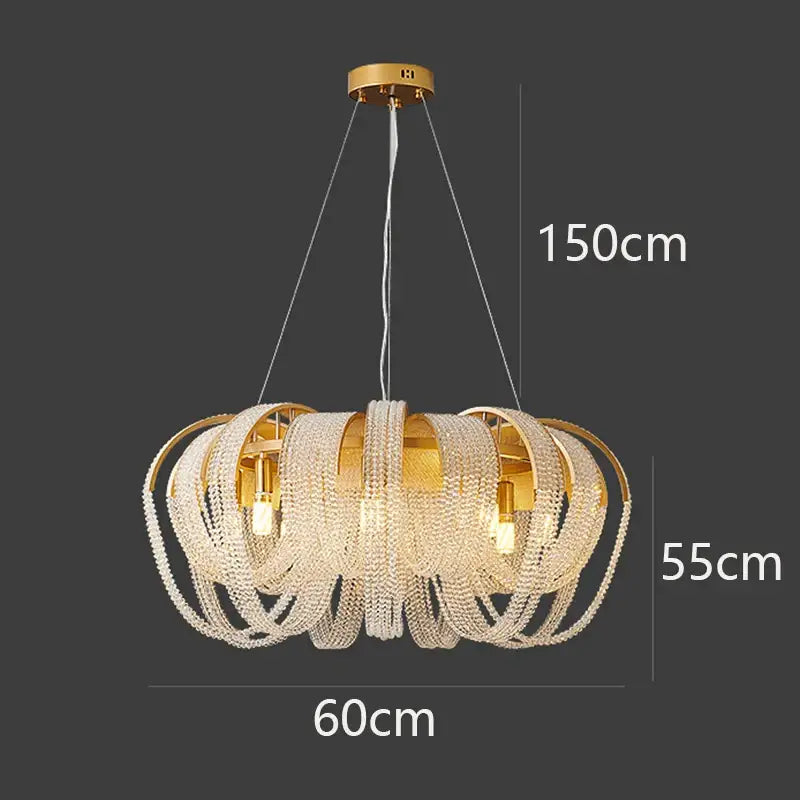 Decorbites crystal chandelier gold toned with cascading crystal strands and warm bulbs for living room and bedroom use