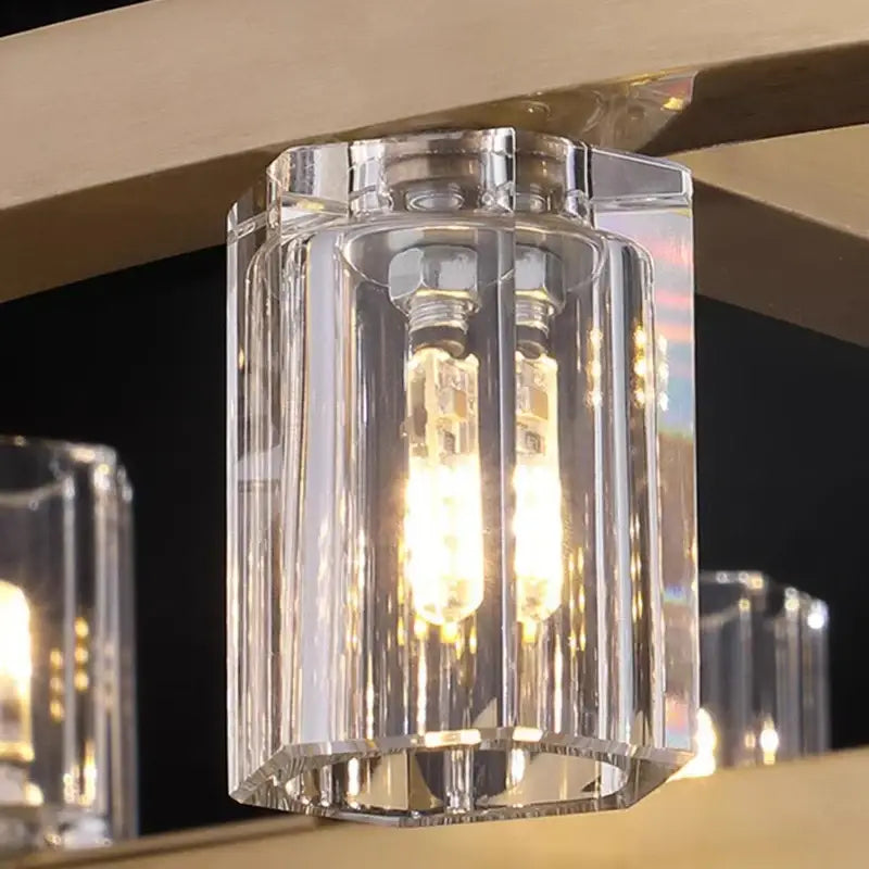 Clear faceted crystal glass pendant light with two warm led bulbs inside from decorbites crystal chandelier collection