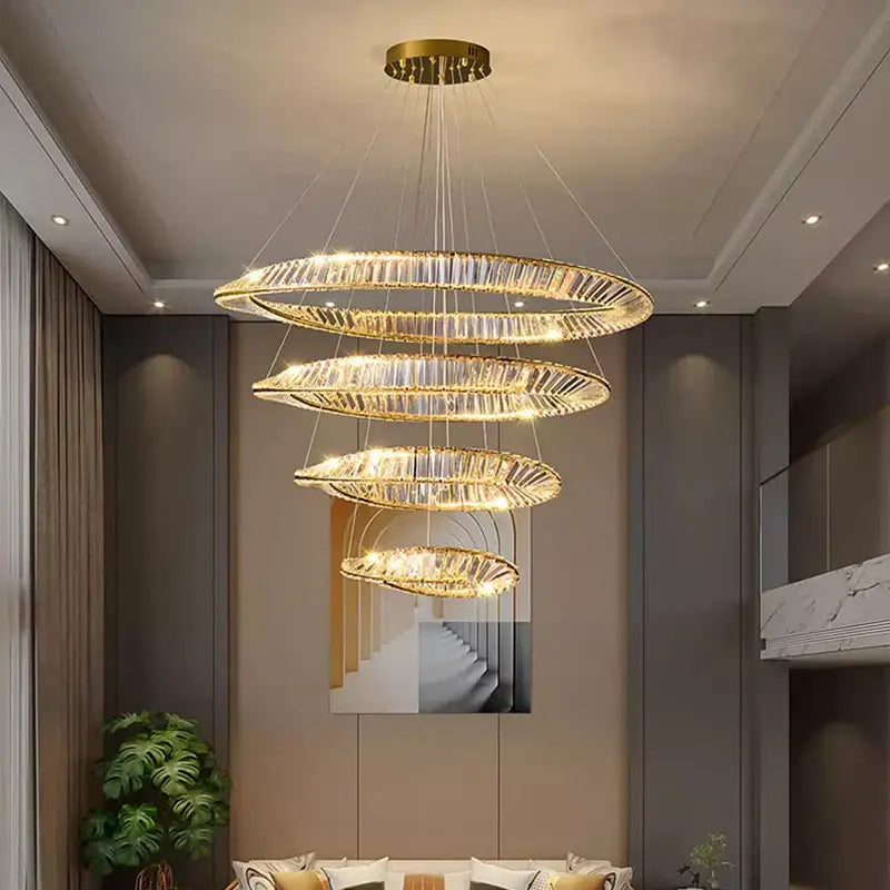 Golden spiral decorbites crystal chandelier with crystal accents luxury pendant lamp for living room and bedroom