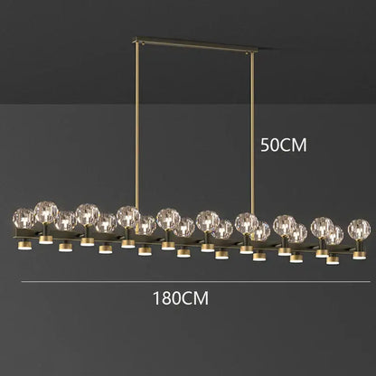 Decorbites crystal chandelier with brass finish and 14 faceted crystal globes for living and dining rooms