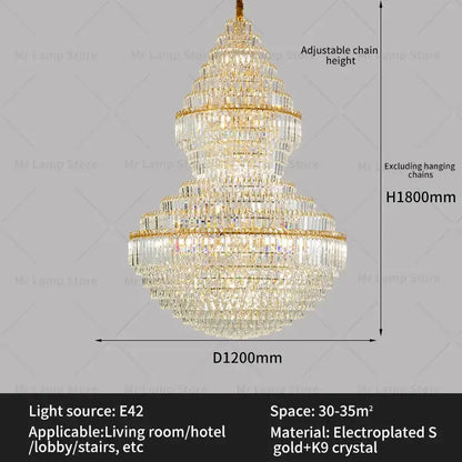 A decorbites crystal chandelier with clear crystal elements and gold electroplated metal for modern loft lighting