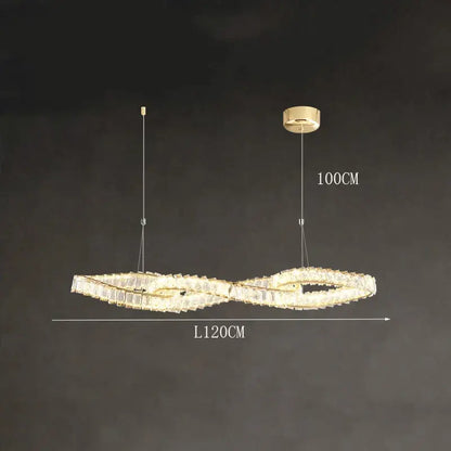 A modern decorbites crystal chandelier with gold frame and clear crystals, 100cm by 120cm, for dining or living room