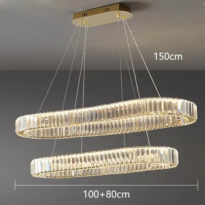 Gold-finished decorbites crystal chandelier with clear crystal rods for modern living and dining room lighting