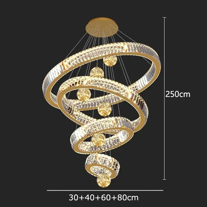 Decorbites crystal chandelier golden spiral with clear and amber crystals elegant modern living room pendant lamp