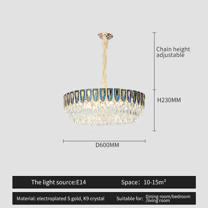 Decorbites crystal chandelier with electroplated gold frame and k9 crystals for modern luxury lighting in homes and hotels