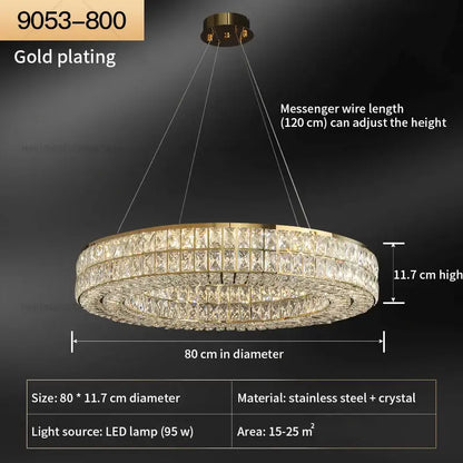 Gold-plated decorbites crystal chandelier with two tiers of faceted crystals led lighting stainless steel frame for luxury spaces