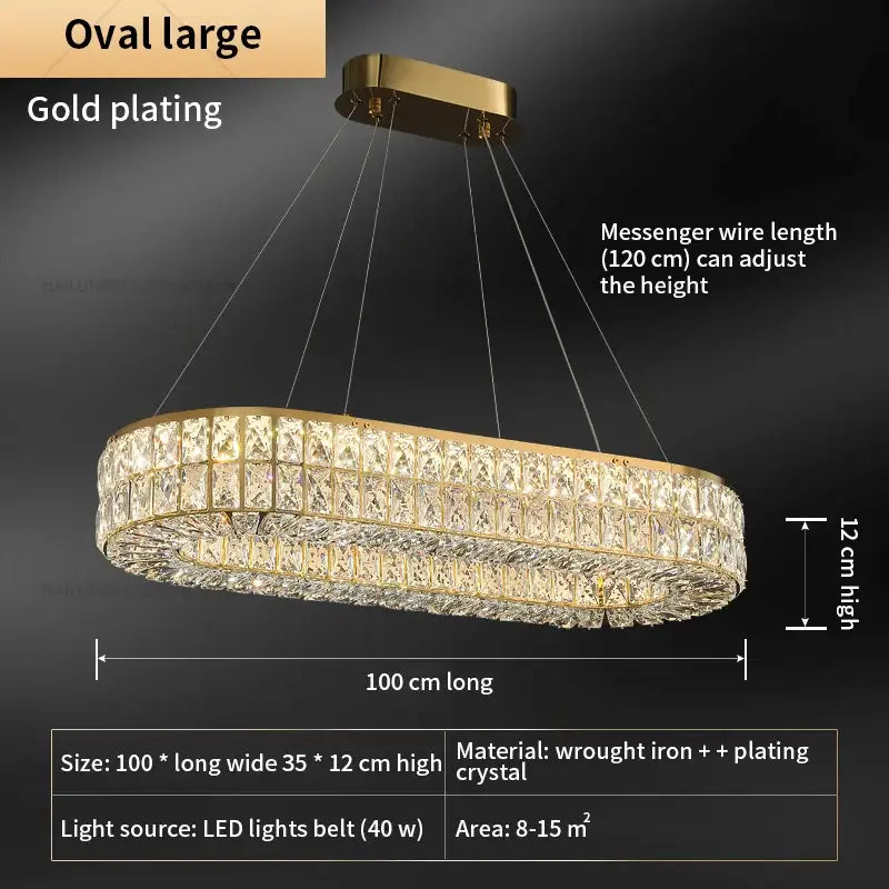 Gold-plated decorbites crystal chandelier with two tiers of clear crystal accents for living room and villa lighting