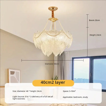 Elegant 40cm two-layer gold-toned decorbites crystal chandelier with delicate beads for modern luxury lighting