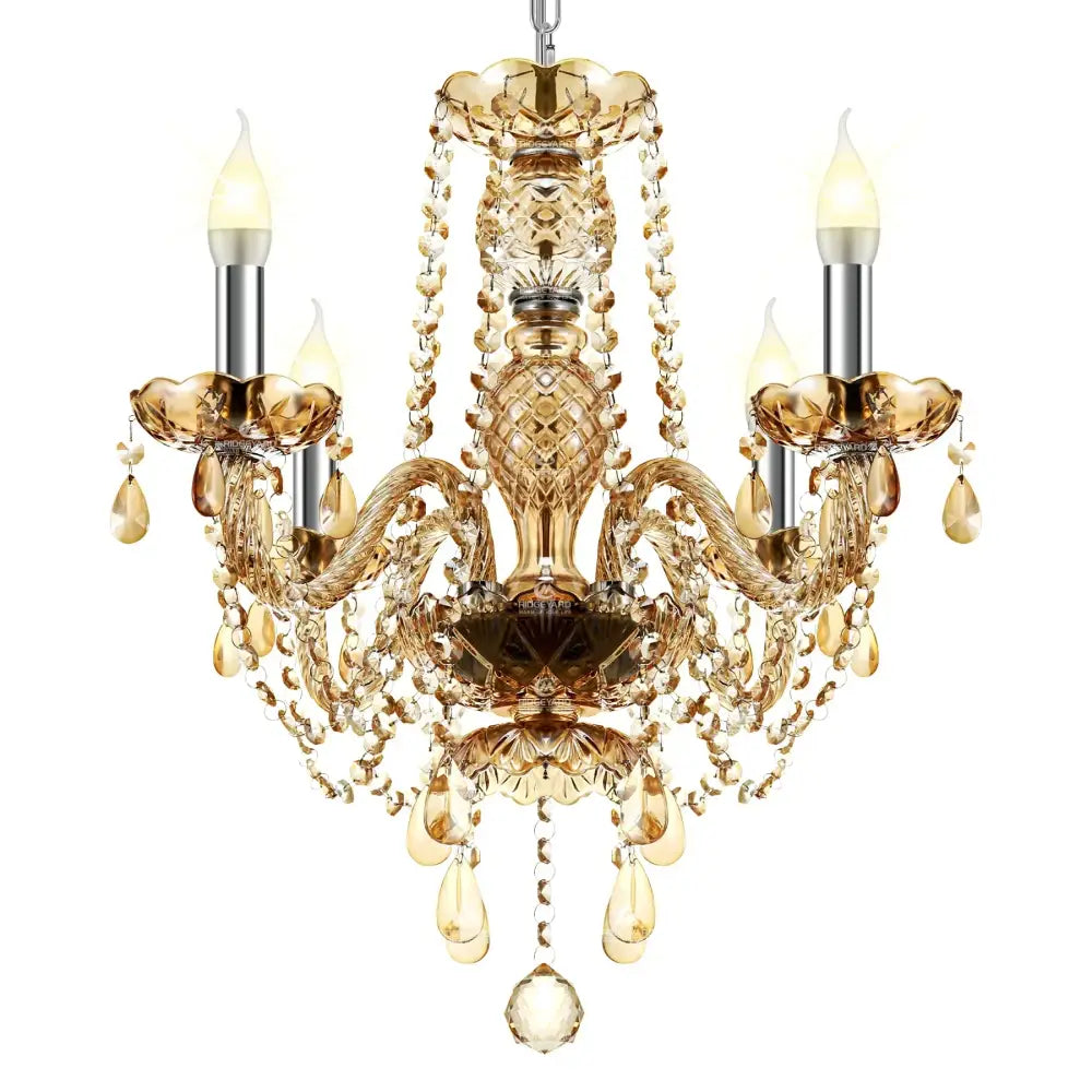 A gold-toned decorbites crystal chandelier pendant light with intricate cut glass and teardrop crystals for luxury decor