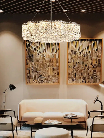 Decorbites crystal chandelier pendant light with faceted crystal and metallic frame pendant light fixture