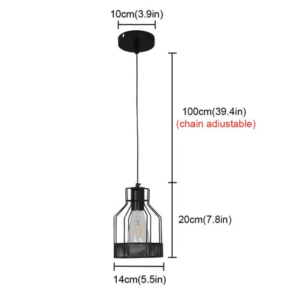 Black metal cage pendant light with clear glass bulb showcasing decorbites crystal chandelier for elegant dining decor