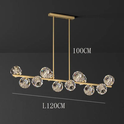 Gold-toned decorbites crystal chandelier pendant light with ten faceted crystal spheres for living and dining room luxury decor