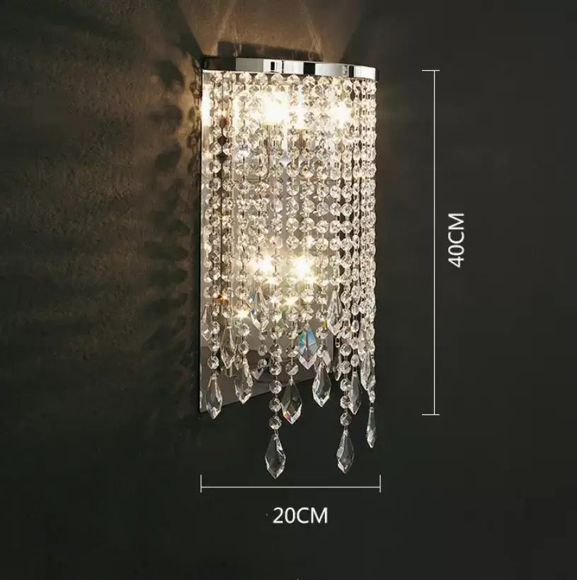 DecorBites crystal chandelier pendant light with clear crystal beads and teardrop pendants on chrome frame for glam decor