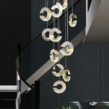 Modern gold-accented DecorBites crystal chandelier ring with cascading circular pendant lights for stylish spaces