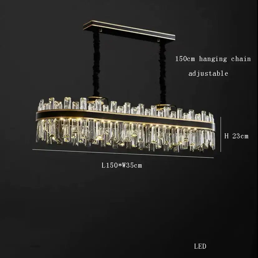Elegant decorbites crystal chandelier with clear crystal prisms black-gold frame and adjustable 150cm chain for luxury living room