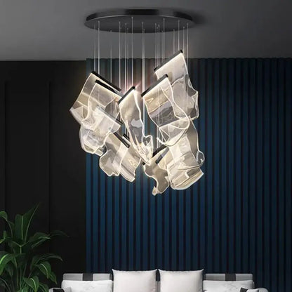 Modern acrylic decorbites crystal chandelier with sleek abstract design and warm light for living room lighting