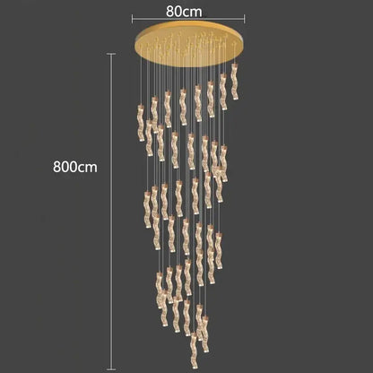 Gold-toned decorbites crystal chandelier pendant lamp with twisted crystal pendants for living room lighting