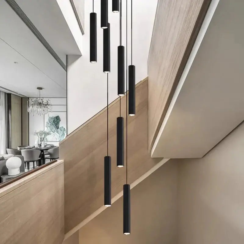 Black cylindrical pendant lamp from decorbites crystal chandelier stair series for modern living room lighting