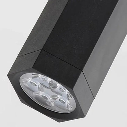 Black hexagonal led pendant lamp with clear lens multiple leds in decorbites crystal chandelier stair lighting design