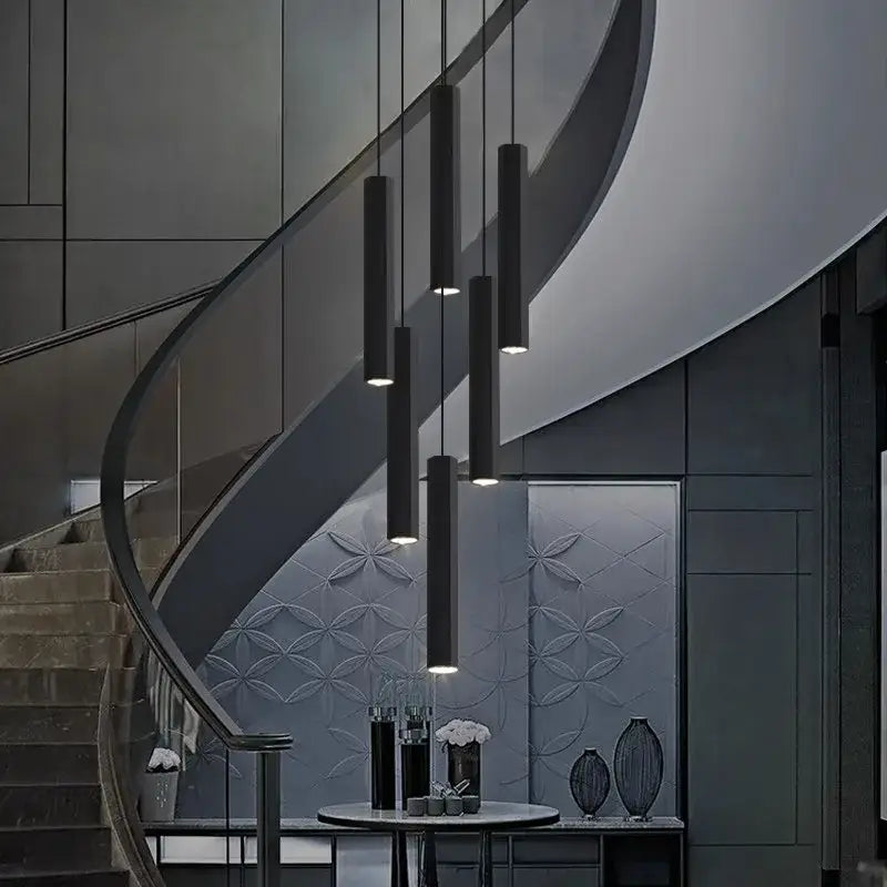Modern black cylindrical pendant lamp from decorbites crystal chandelier stair series for living room lighting