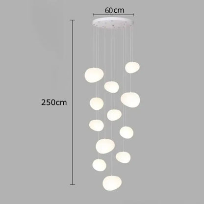 Modern white decorbites crystal chandelier pendant light with multiple spherical glass shades for stair lighting