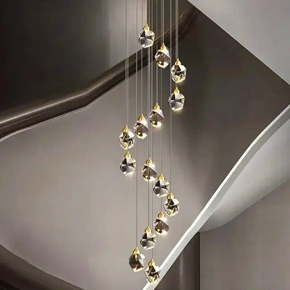 Decorbites crystal chandelier pendant light with faceted clear glass pendants for modern living room interior lighting