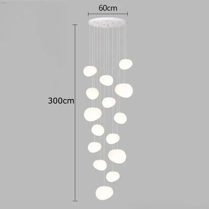White modern decorbites crystal chandelier pendant light with oval frosted glass globes for stair lighting