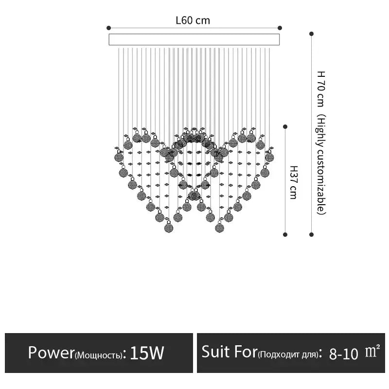 Decorbites™ crystal chandelier table lamp set with a modern heart-shaped metallic frame and dangling crystal spheres