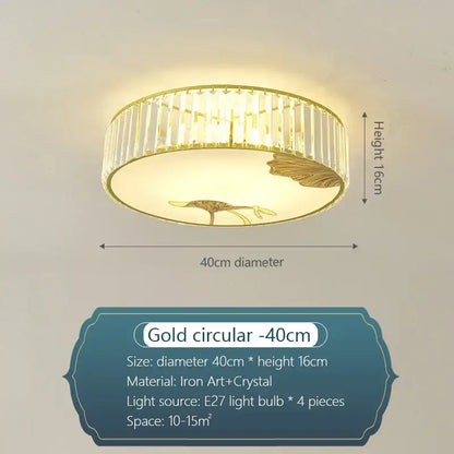 Decorbites crystal chinese gold lotus ceiling light with 40cm diameter iron art frame and crystal rod diffuser