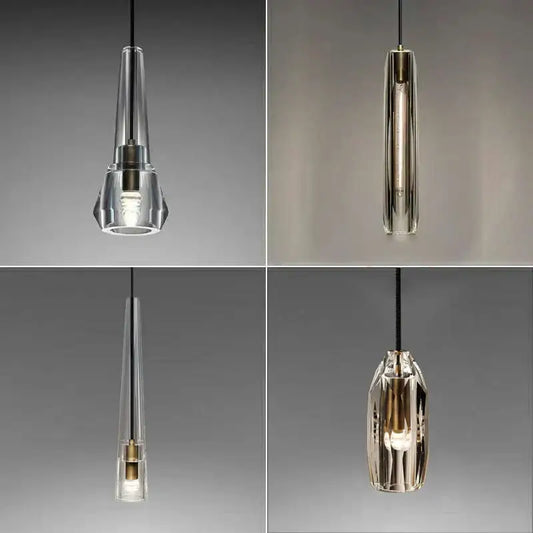 Decorbites crystal copper chandelier clear glass pendant lights with metallic accents and exposed bulbs for living room