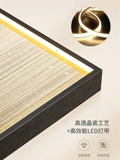 A modern decorbites crystal craft led wall lamp with dark wood grain frame and warm yellow crystal panels