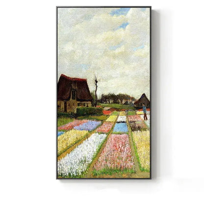 A framed oil painting tulip field complements the decorbites crystal craft led eiffel tower wall lamp for living rooms