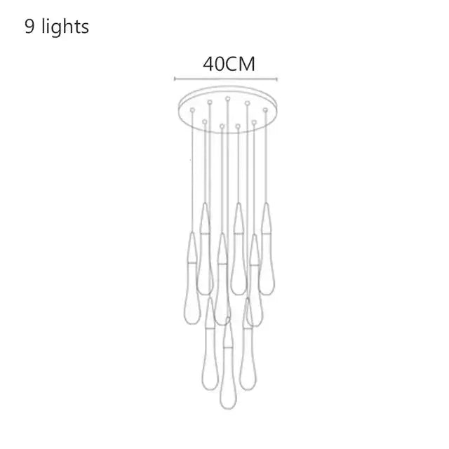 Modern 40cm diameter decorbites crystal drop chandelier with nine gold glass teardrop pendants for dining room light