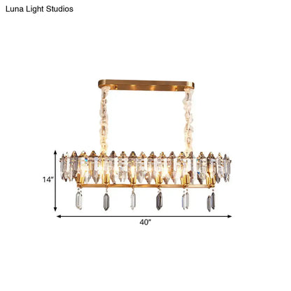 Gold-toned decorbites™ crystal drop island lighting with clear silver crystal accents modern clear oval design for dining hall